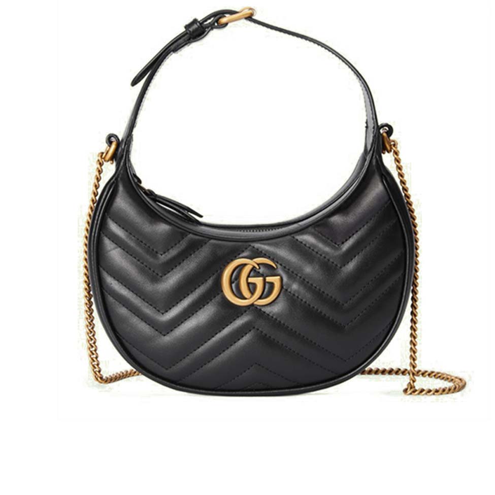 GUCCI GG MARMONT HALF-MOON-SHAPED MINI BAG 699514 (21*11*5cm)